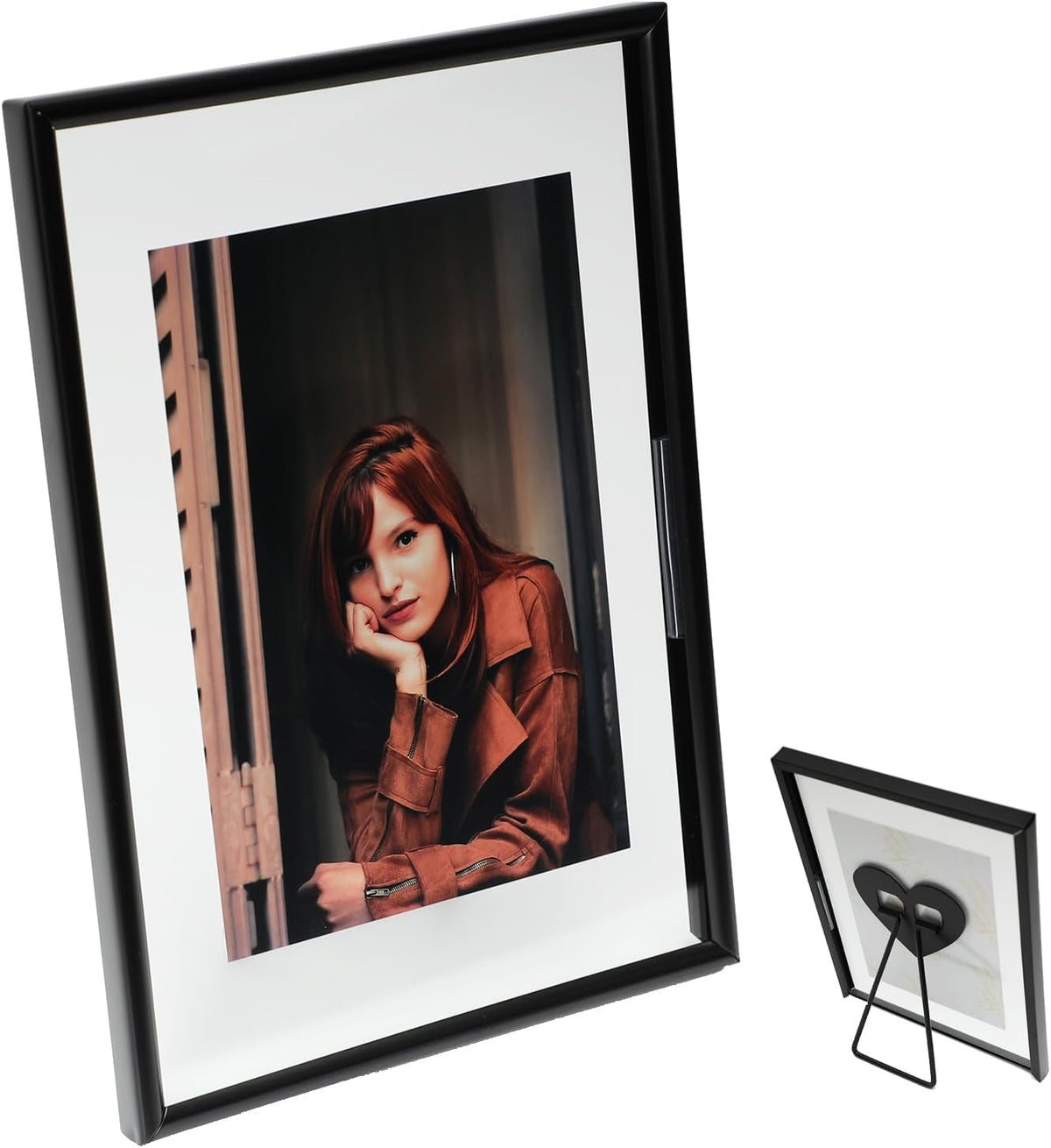 Black Floating Frame (5"x7",Vertical) with Romantic Heart, For Picture Sizes 4x6,3x5, 2x3, Tabletop