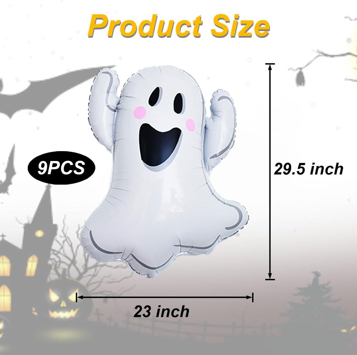 9 Pcs Halloween Balloons White Ghosts Balloons Halloween Foil Balloon for Ghosts Birthday Themed