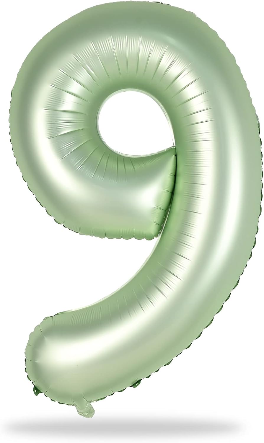 40'' Sage Green Number 9 Balloon, Self Inflating Foil Number Balloons Set 0-9, Olive Green Digital