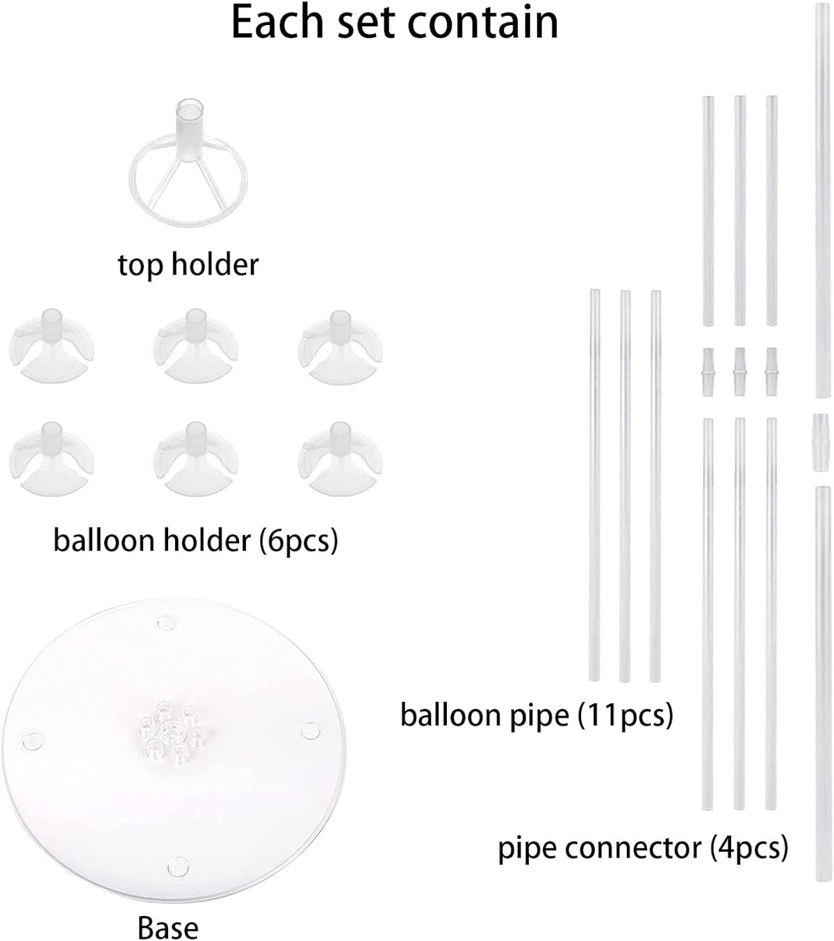 4 Sets of Table Balloon Stand Kit, 1 Roll of Glue and 5 Flower Clips for Birthday, Celebration and