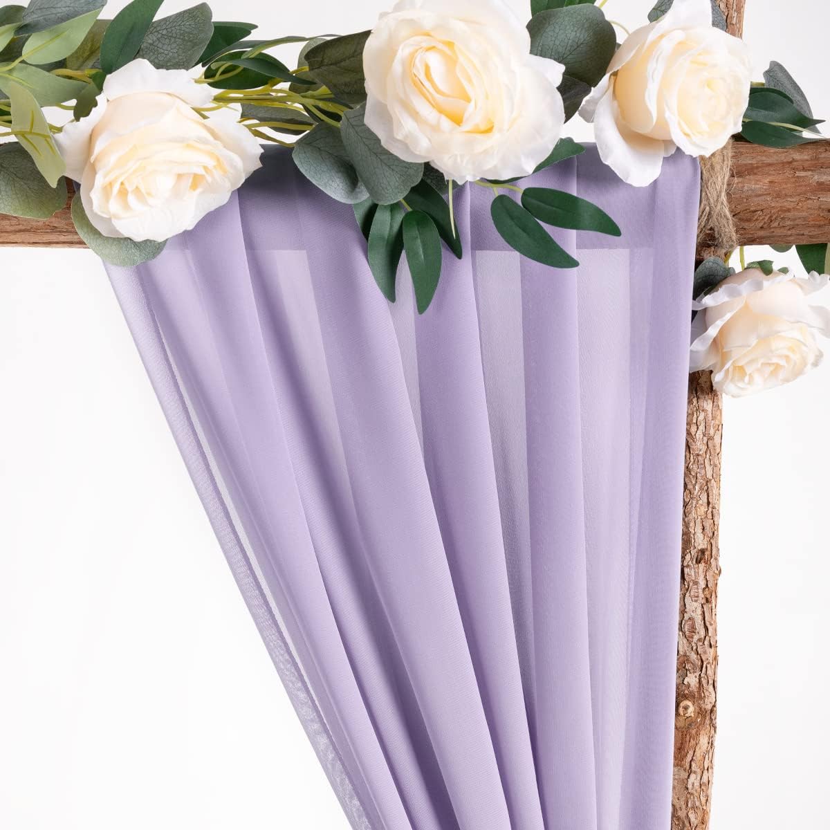 Socomi Wedding Arch Draping Fabric 2 Panels 29" x 19Ft Lavender Purple Sheer Chiffon Curtain Drapes