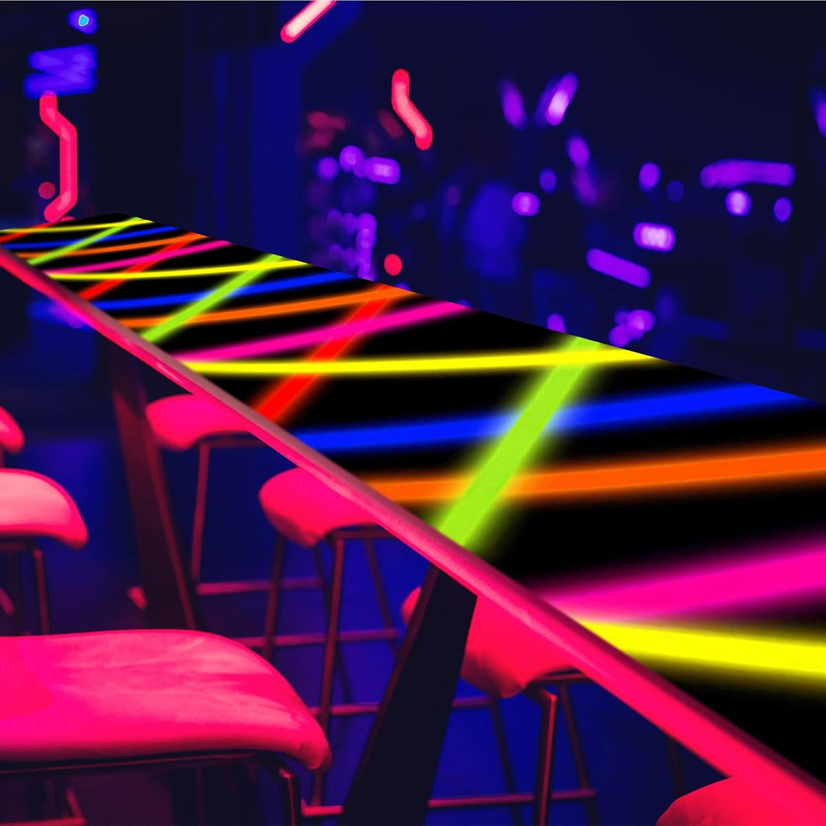 Haull 118 x 39 Inch Neon Light up Dance Floor Glow in The Dark Runner UV Reactive Blacklight Floor