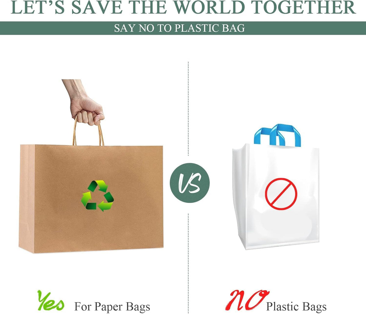 GSSUSA 16x6x12 Inches Large Paper Bags with Handles, 6000 Pack Brown Paper Gift Bag, Recyclable