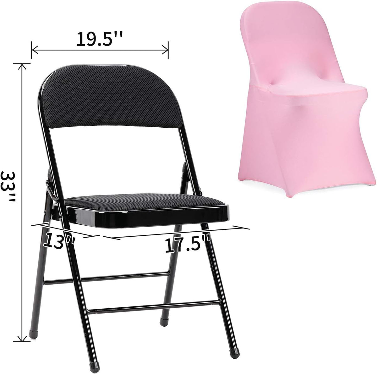 Peomeise Stretch Spandex Folding Chair Cover for Wedding Party Dining Banquet Event (Pink,12pcs)