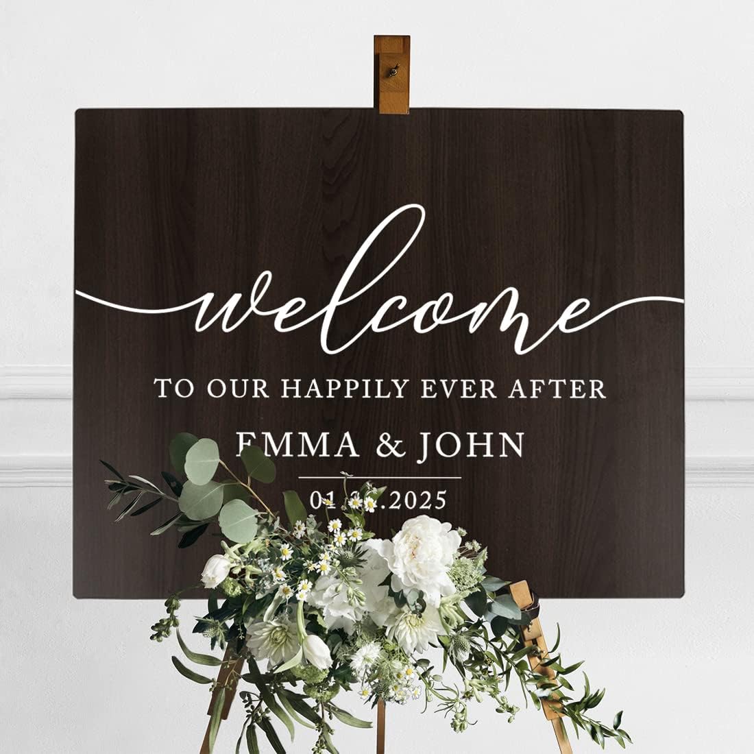 Andaz Press Large Wooden Welcome Sign for Wedding, Rustic Welcome Sign 16" x 20" Custom Names &
