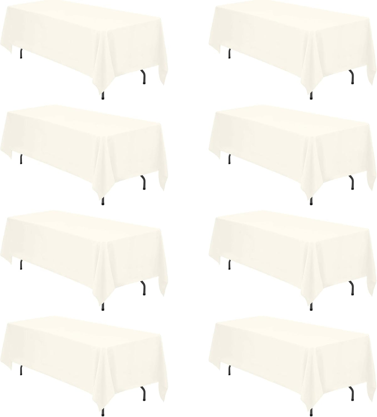 BRILLMAX 8 Pack Ivory Tablecloths 70 x 120 Inch for 6ft or 8ft Rectangle Tables - Rectangular Bulk