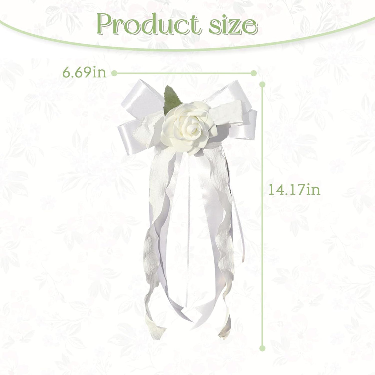 6PCS Wedding Car Door Handle Flowers, White Artificial Cars Rearview Mirror Bouquet Flower Bowknot