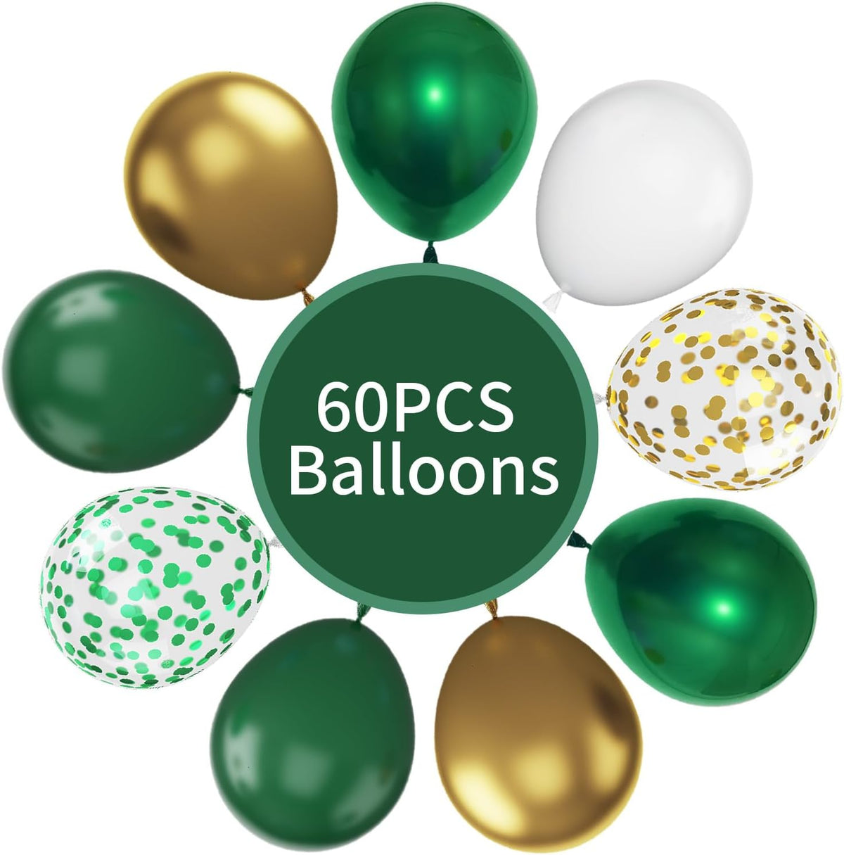 Green and Gold Balloons, 60Pcs Dark Green Gold Balloons, 12 Inch Metallic Gold Latex Balloons Green