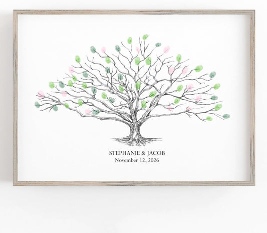 Guestbook Tree, Low Oak Thumbprint Alternative Guest Book Wedding, Family Reunions (Guestbook