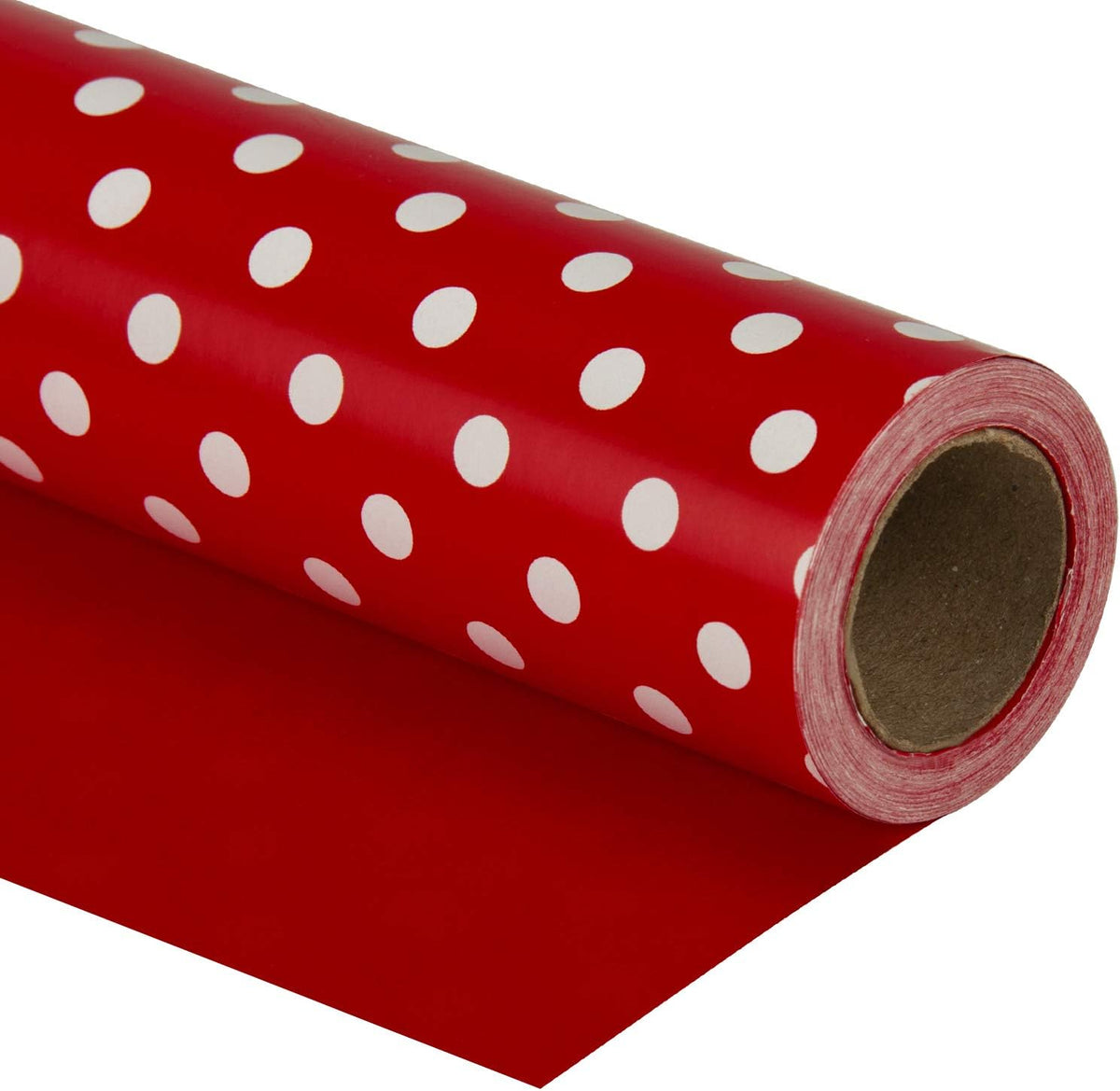 WRAPAHOLIC Reversible Wrapping Paper - Mini Roll - 17 Inch X 33 Feet - Red and Polka Dot Design for