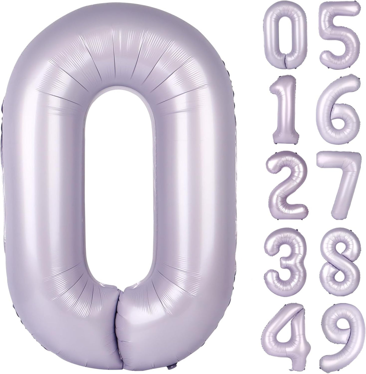 Lavender Helium Number Balloon 40 Inch, Giant Foil Lilac Number 0 Birthday Balloons, Large Numbers