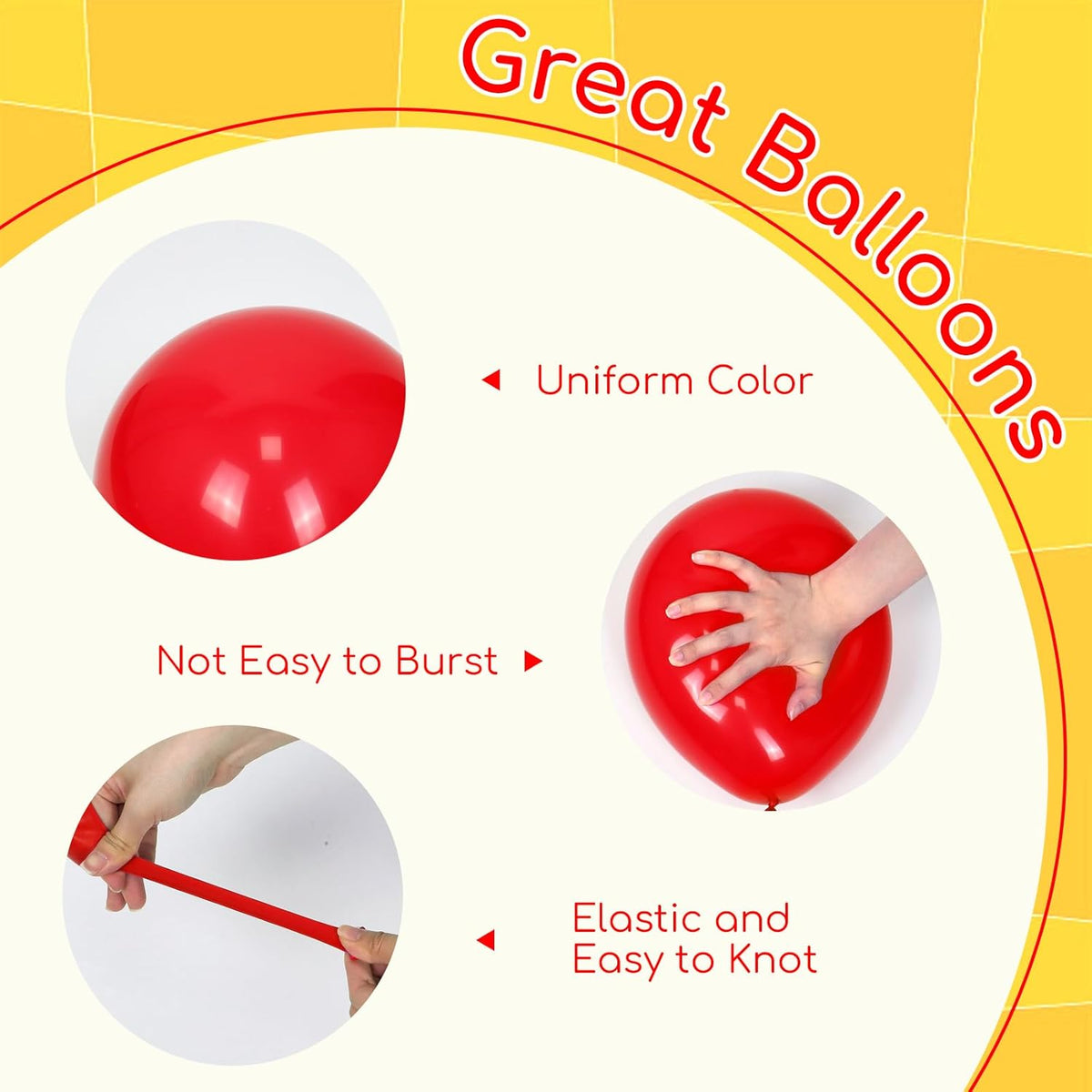 60pcs Red and Yellow Balloons 12inch with Red Print Confetti Black and Yellow Balloons for Baby