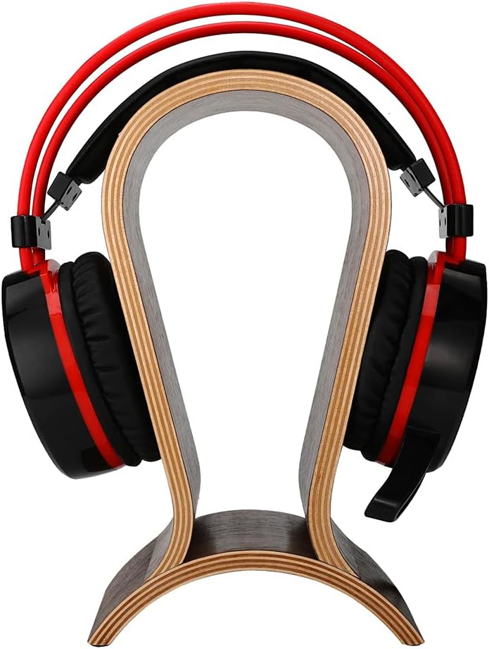 Headphone Stand Wood, Headset Stand for Desk, Walnut Gaming Headphone Holder Compatible for