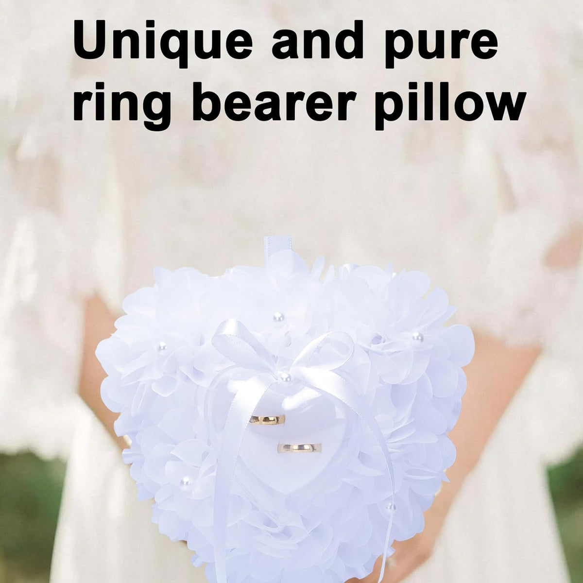 Ring Pillow is Designed with White Roses, Mozambique Diamond and Flowers. It is A Ring Bearer That