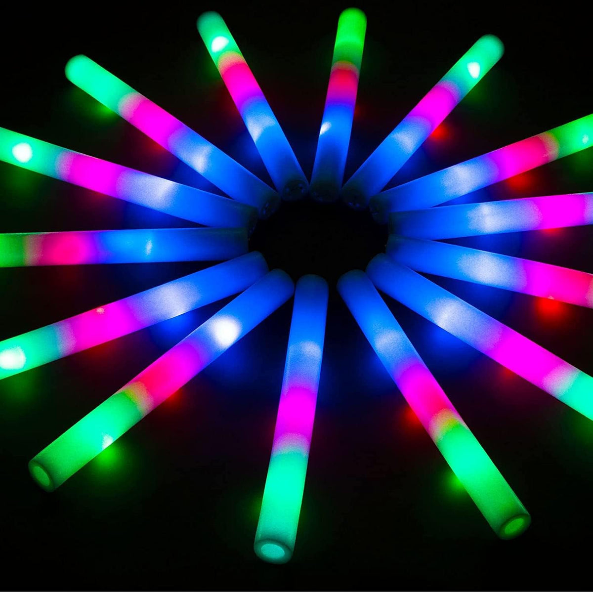 28PCS LED Foam Halloween Glow Sticks, Foam Light up Sticks Bulk Party Pack with 3Modes Colorful