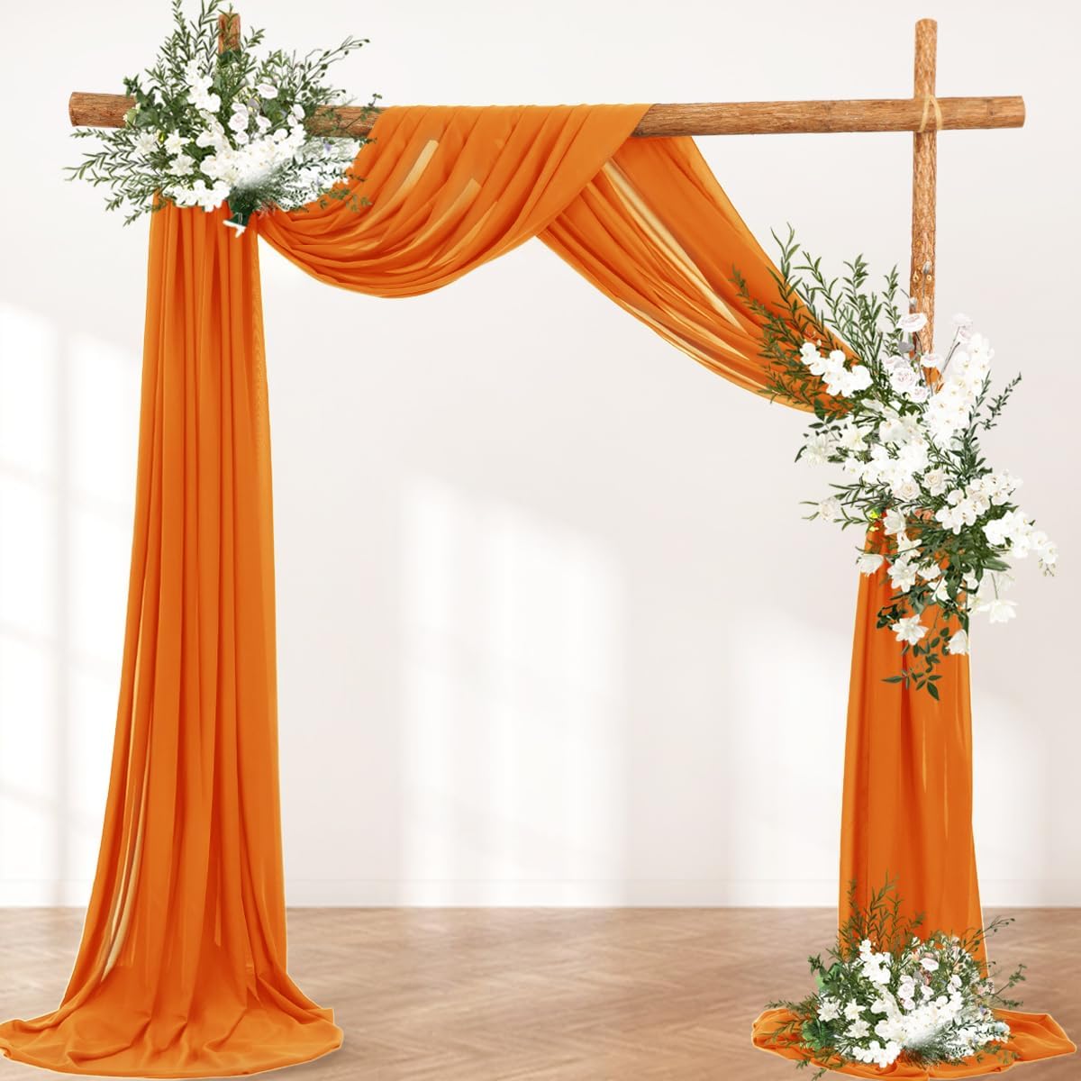 Wedding Arch Draping Fabric 1 Panel 30'' x 18FT Orange Sheer Chiffon Arch Drapery for Photo Booth