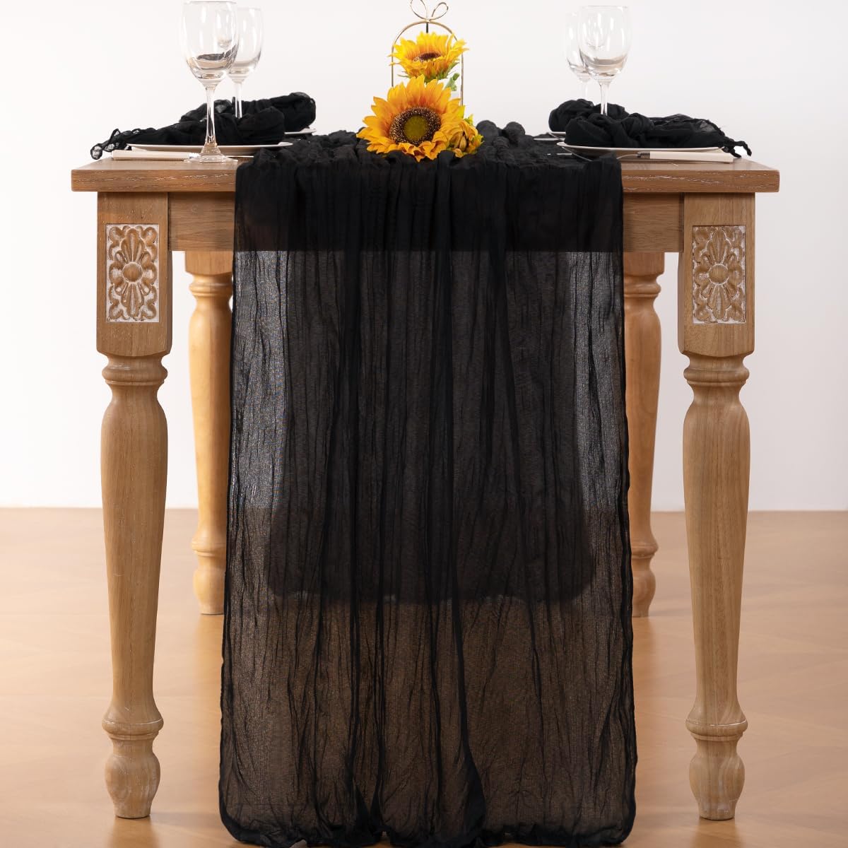 Black Halloween Table Runner Black Cheesecloth Table Runner 120 Inches Boho Gauze Fall Table