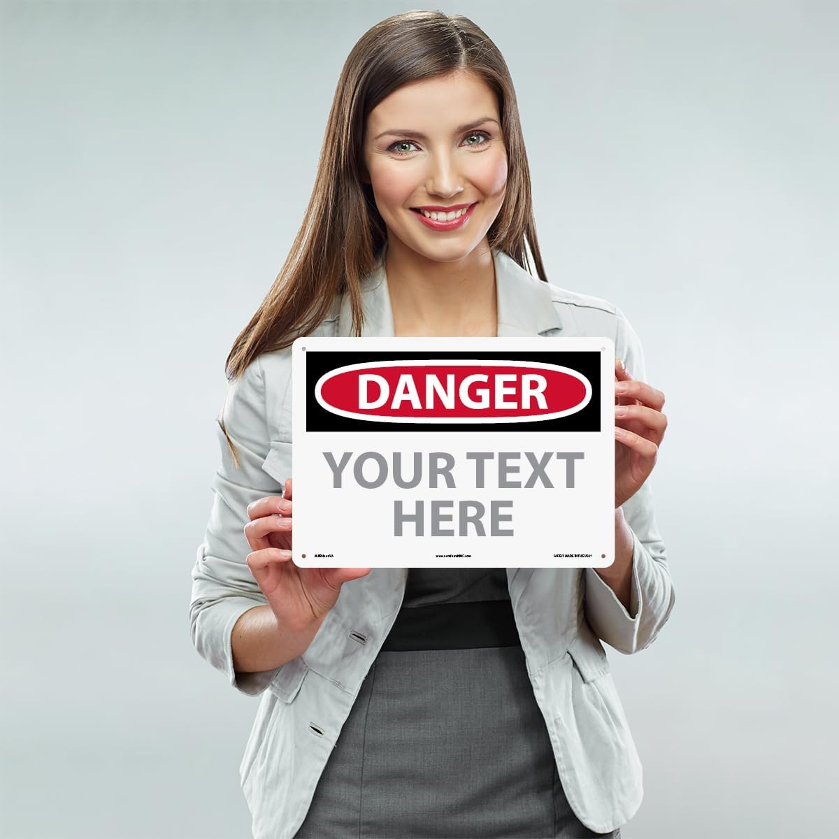 Custom OSHA Style Danger Sign 10" x 14" Aluminum Sign, Customizable "Your Text Here", by