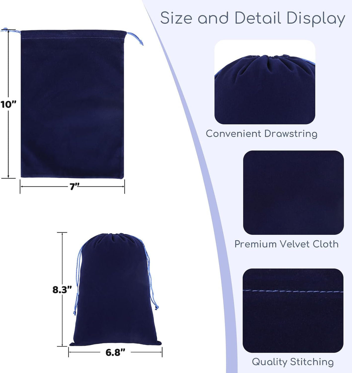 Velvet Drawstring Jewelry Bag, 50Pcs Blue Dice Bag, 7x10 Tarot Card Holder, Or Wrapping Halloween