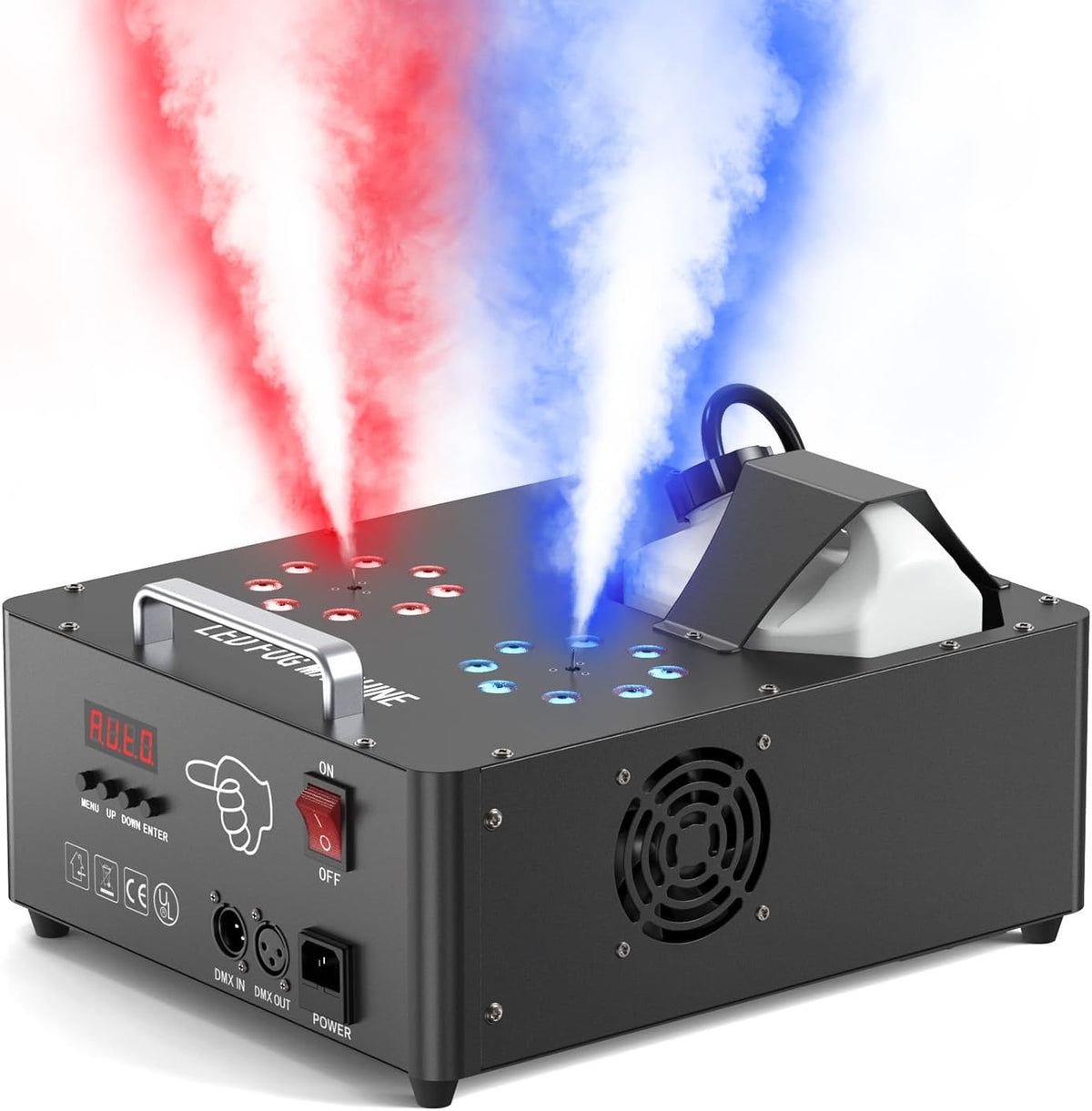 2000W Professional Fog Machine Dual Nozzle with 16 RGB LED, DMX Control Adjustable Smoke Direction
