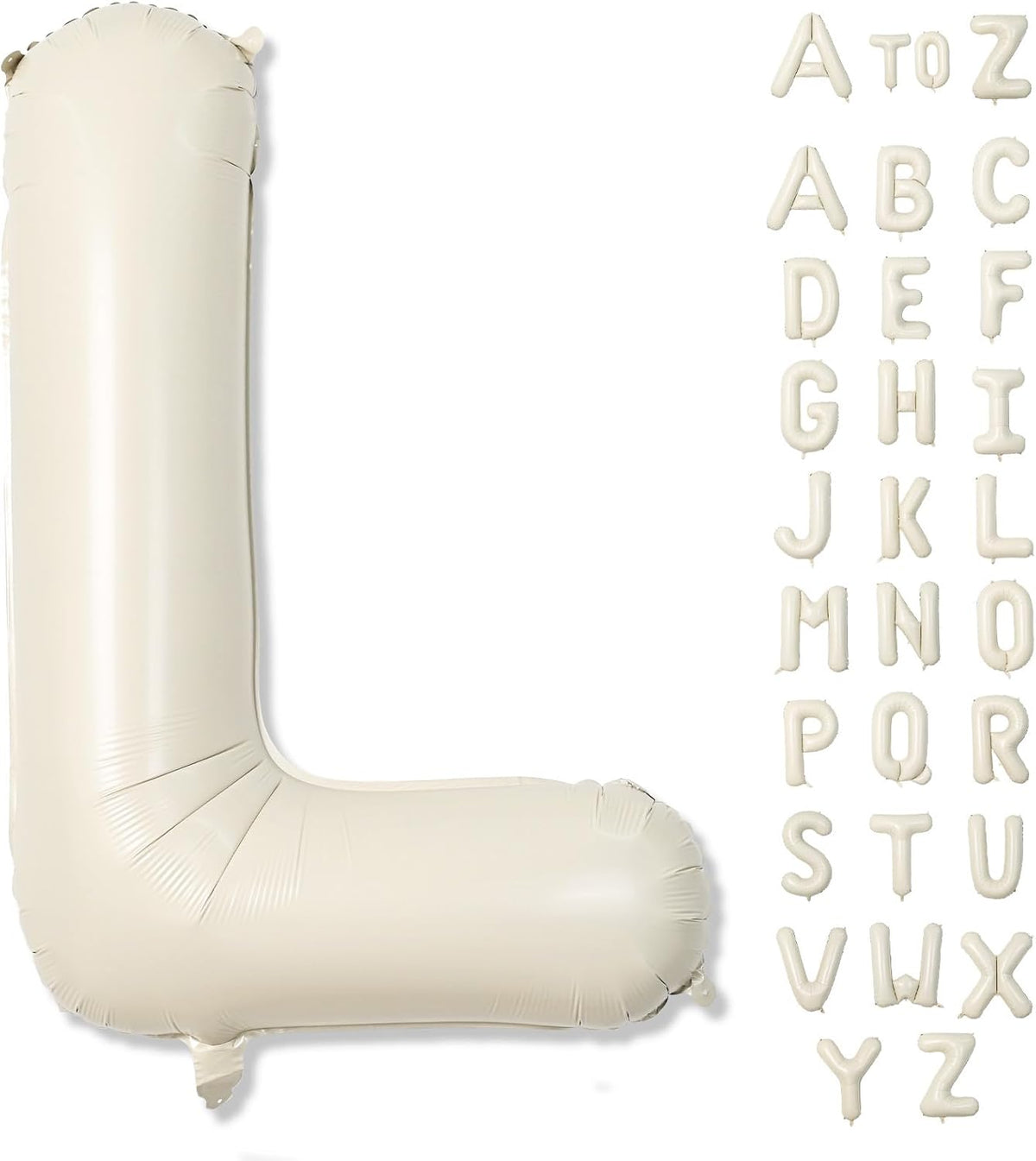 Cream Name Balloon Letters, Large Mylar Helium Alphabet L Custom Balloon Letter Beige Decor, 40