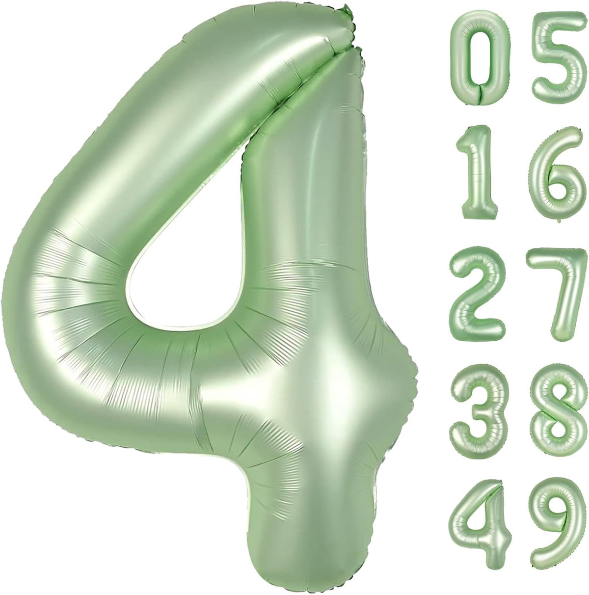 40 Inch Sage Green Large Number 4 Birthday Balloon, Giant Number Four 14 24 34 40 44 Balloons