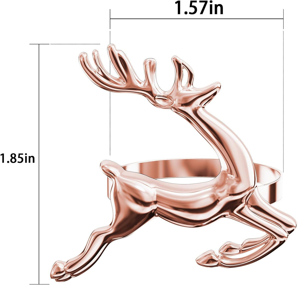 ZeeDix Set of 12 Rose Gold Elk Chic Napkin Rings for Christmas Dinning Table Setting-Wedding
