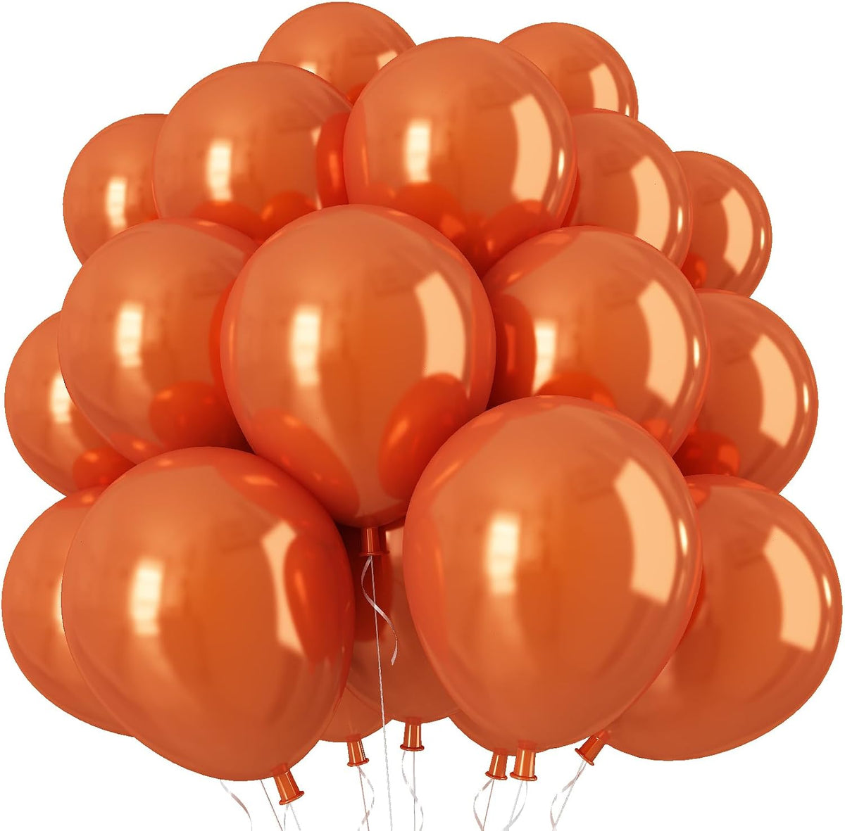 Chrome Orange Balloons, 50 PCS 10 Inch Double-Layered Metallic Dark Orange Balloons, Shiny Thick