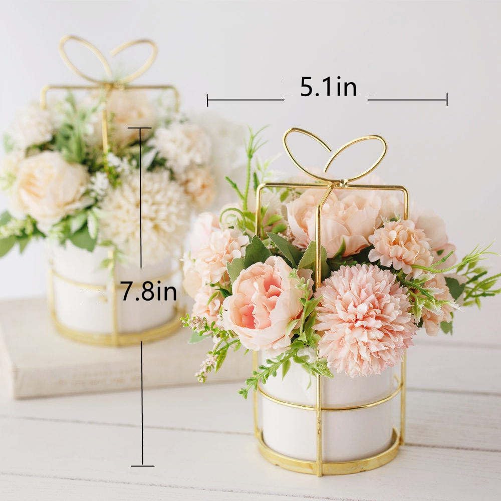 KIRIFLY Fake Artificial Flowers in Vase Faux Peony Silk Hydrangea Flower Centerpieces Décor for