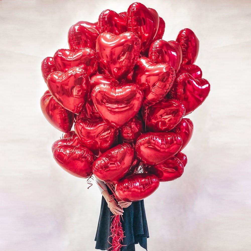 20 pcs Red Heart Balloons, 18 inch Heart Shaped Balloon foil Love Balloon for Wedding Decoration