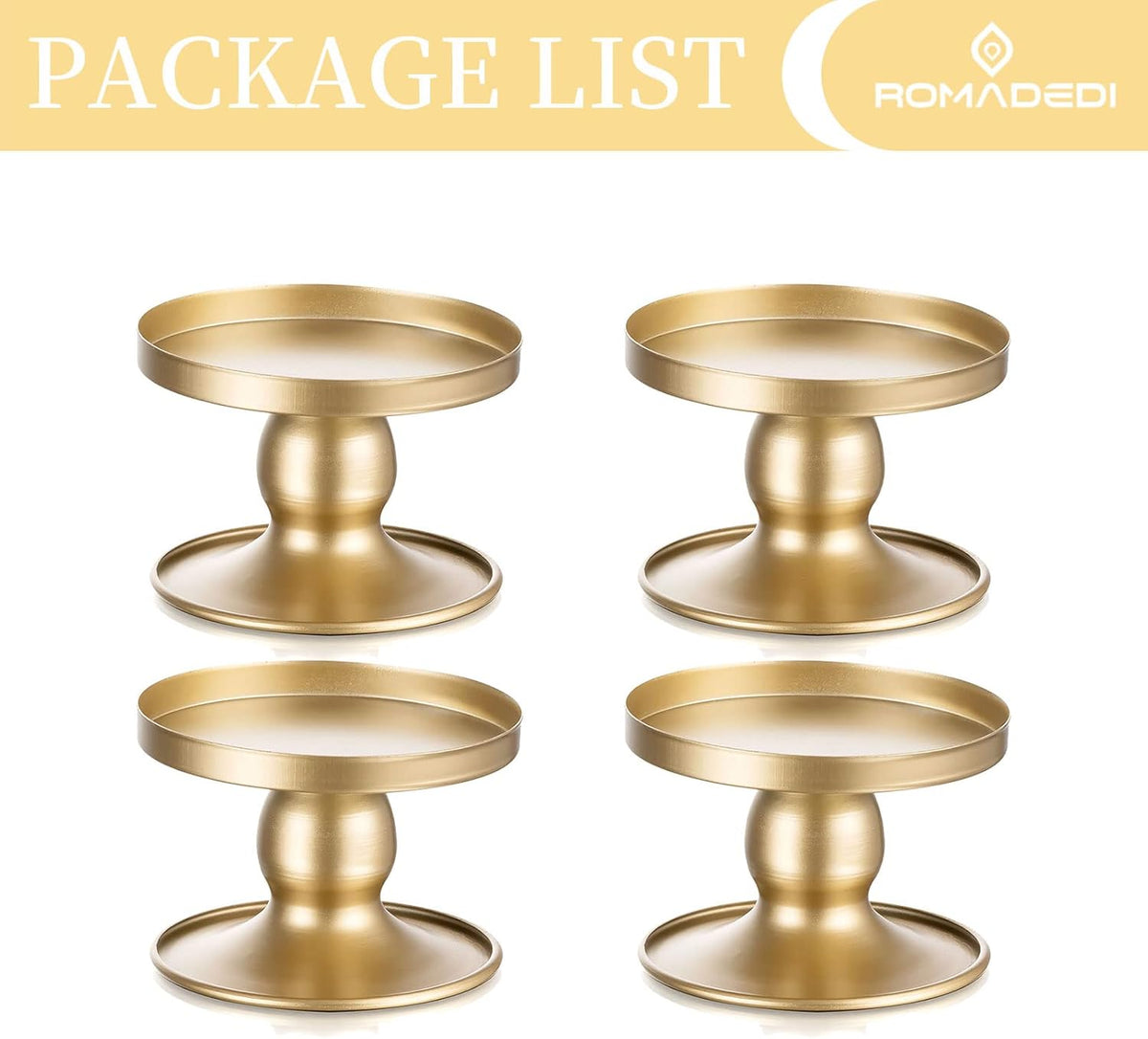 Candle Holders for Pillar Candles, Romadedi Gold Pillar & Taper Candle Holder, Small Metal Candle