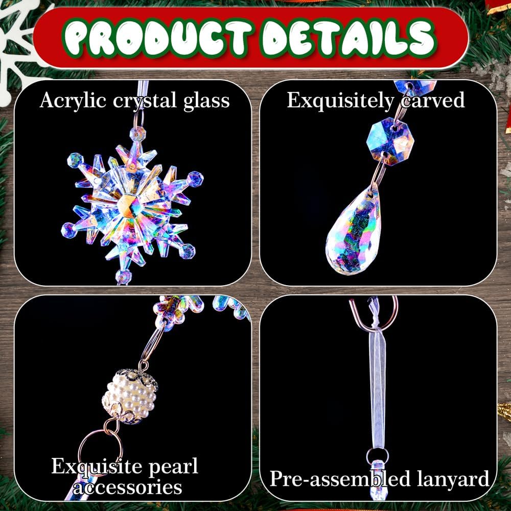 Lanpn 26pcs Christmas Ornaments Crystal Christmas Tree Decoration, Iridescent Hanging Clear Acrylic