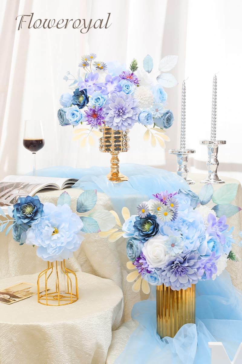 Floweroyal Artificial Flowers Combo Purple Flowers Mix Silk Flowers Dahlia Roses with Stems for DIY