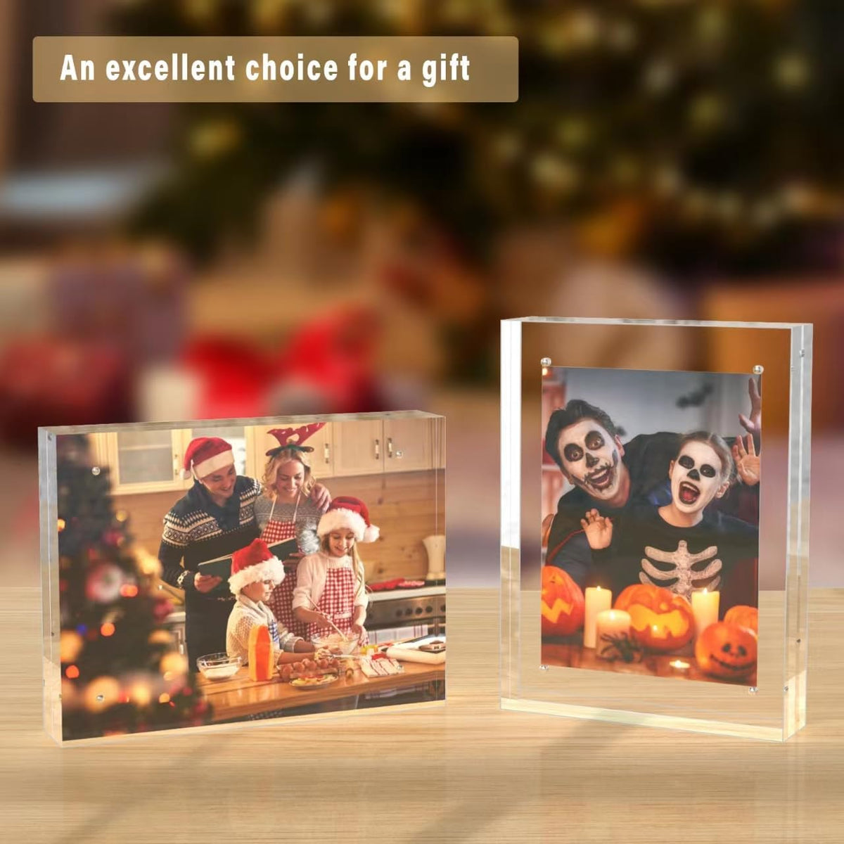 HELPLEX 5 Pack 6x8 Acrylic Picture Frames, 20mm Thicker Frameless Clear Double Sided Magnetic