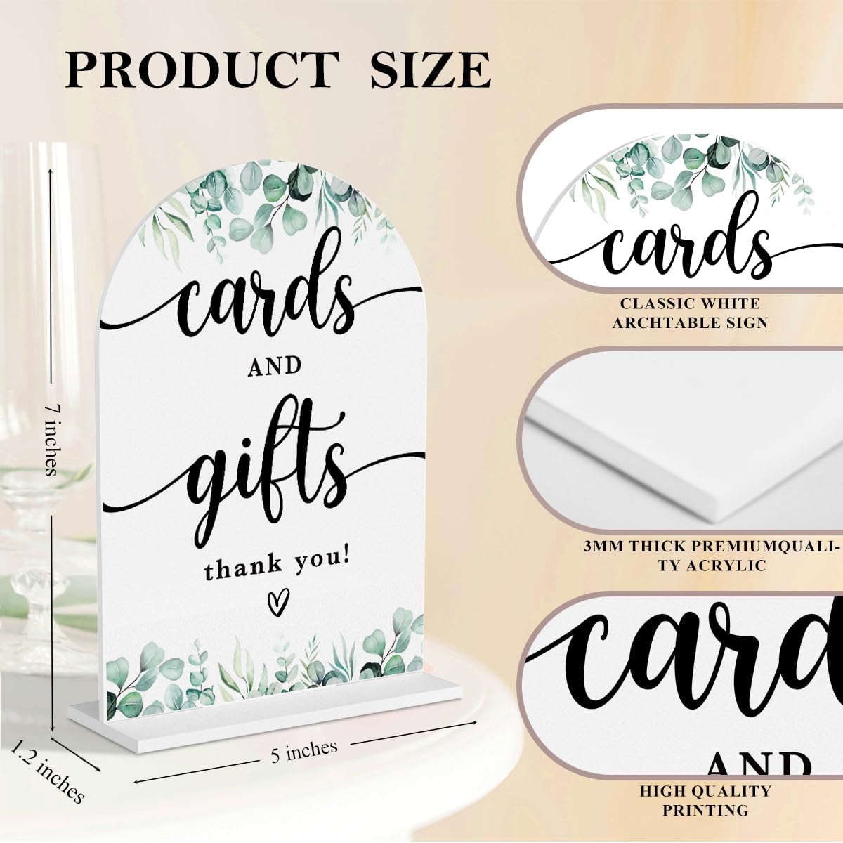 4 Pcs Acrylic Wedding Signs for Reception, Bridal Shower Decorations, Cards and Gifts Signs, Guest