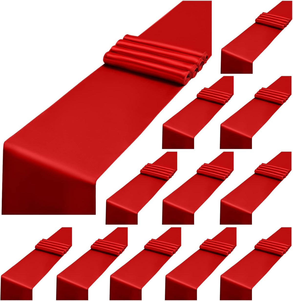 12 Pack Red Satin Table Runner,12 x 108 inch Long Premium Smooth Table Runner for Wedding