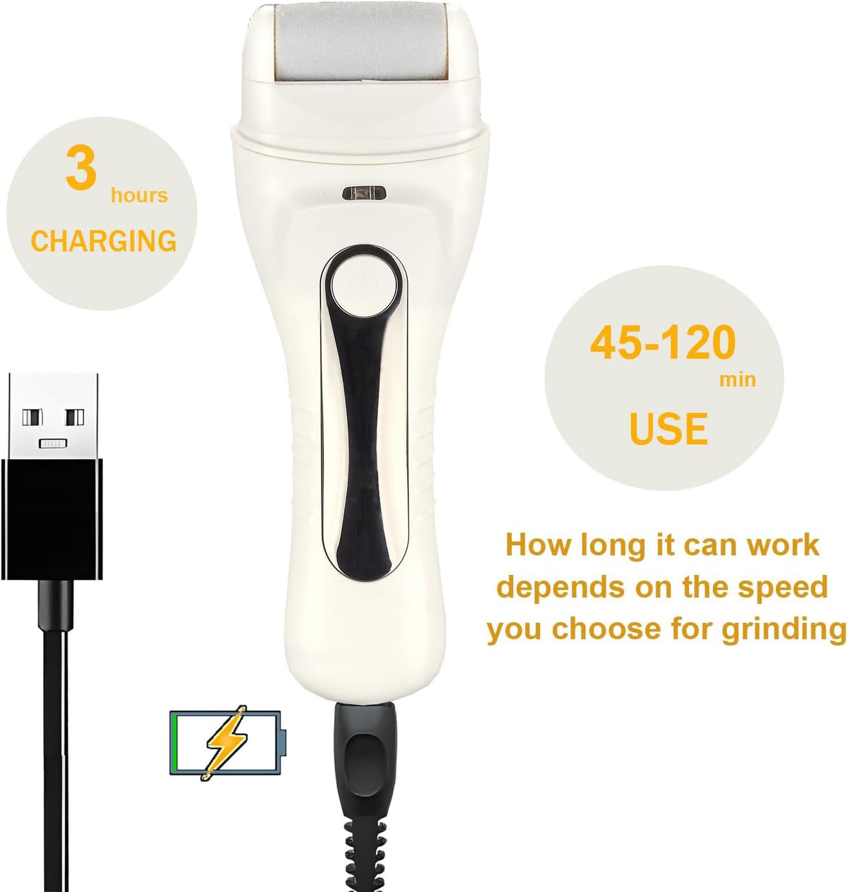 Electric Callus Remover for feet - FSA Eligible - Portable Rechargeable Electric Foot Files with 3