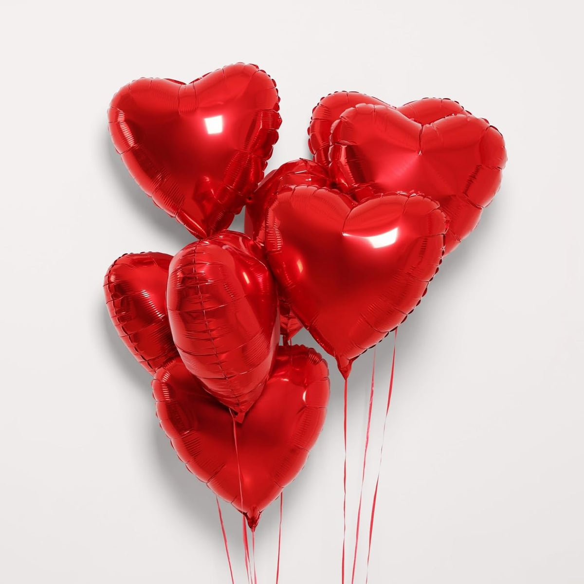 12Pcs Red Pink Champagne Gold Heart Balloons, 18 Inch Heart Shape Love Balloons for Valentine's