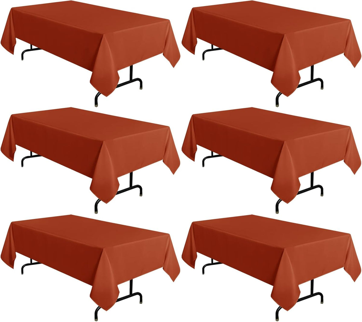 sancua 6 Pack Rust Tablecloth 60 x 102 Inch, Rectangle Thanksgiving Burnt Orange Table Cloth for 6