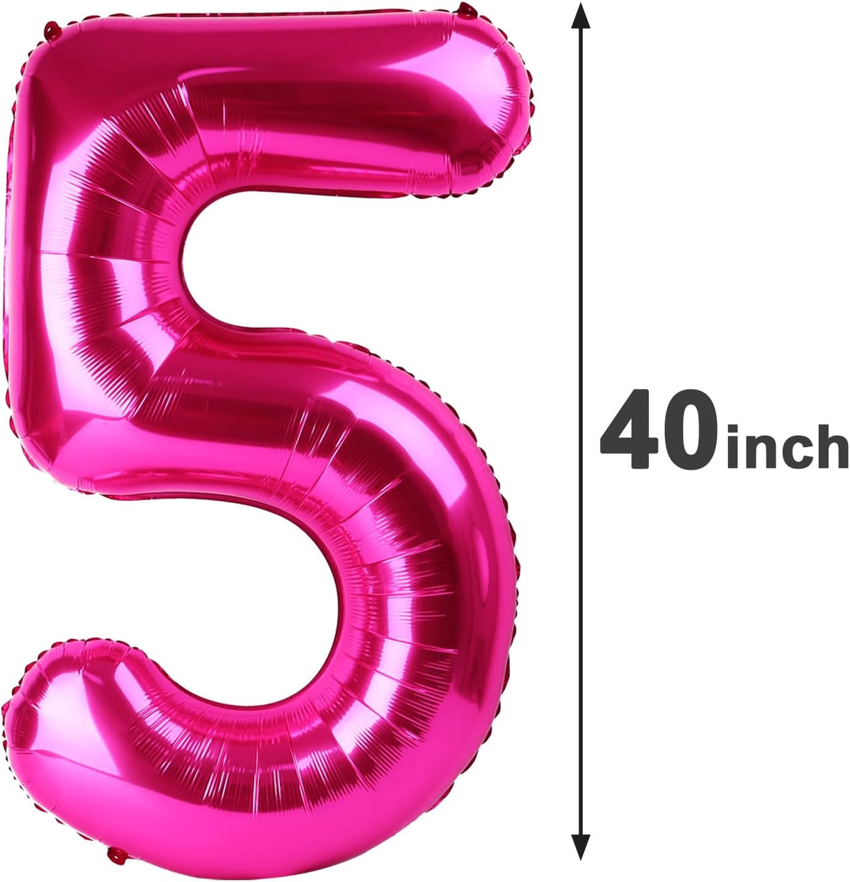 Hot Pink 40 Inch Large Number 5 Birthday Balloon, 2025 Five 5th 15 25 35 50 55 Birthday Celebration