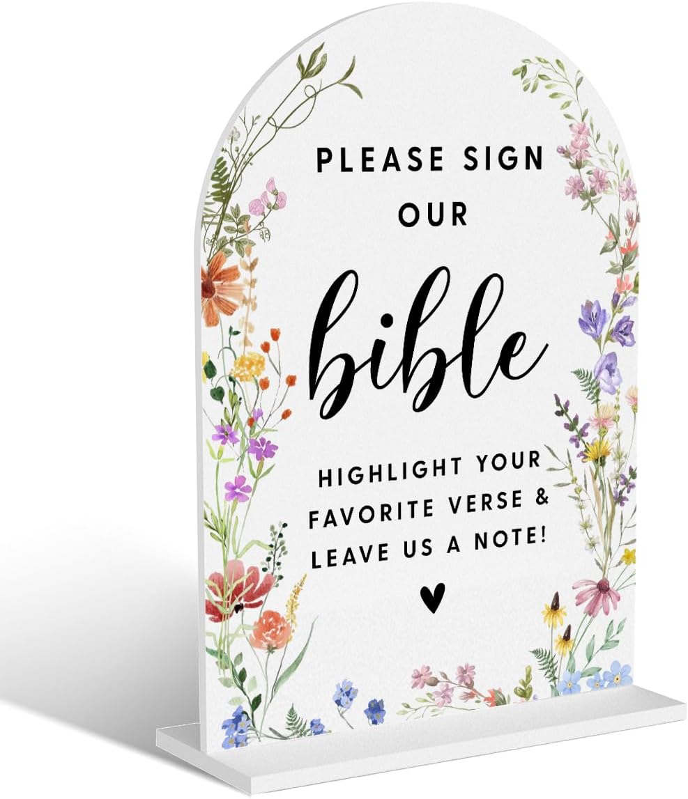 Acrylic Wedding Signs, Please Sign Our Bible Signs for Marriage Reception, Bridal Shower