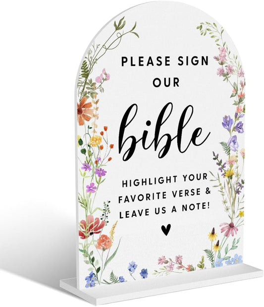 Acrylic Wedding Signs, Please Sign Our Bible Signs for Marriage Reception, Bridal Shower