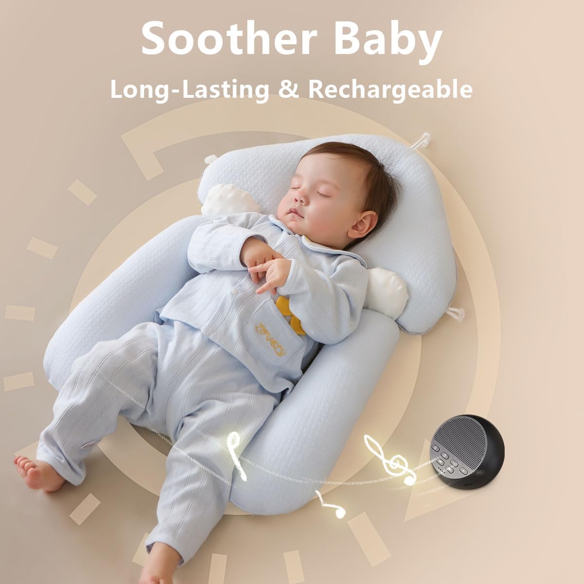 Sound Machine Portable Rechargeable White Noise Machine with 30 Soothing Sounds for Baby Kids