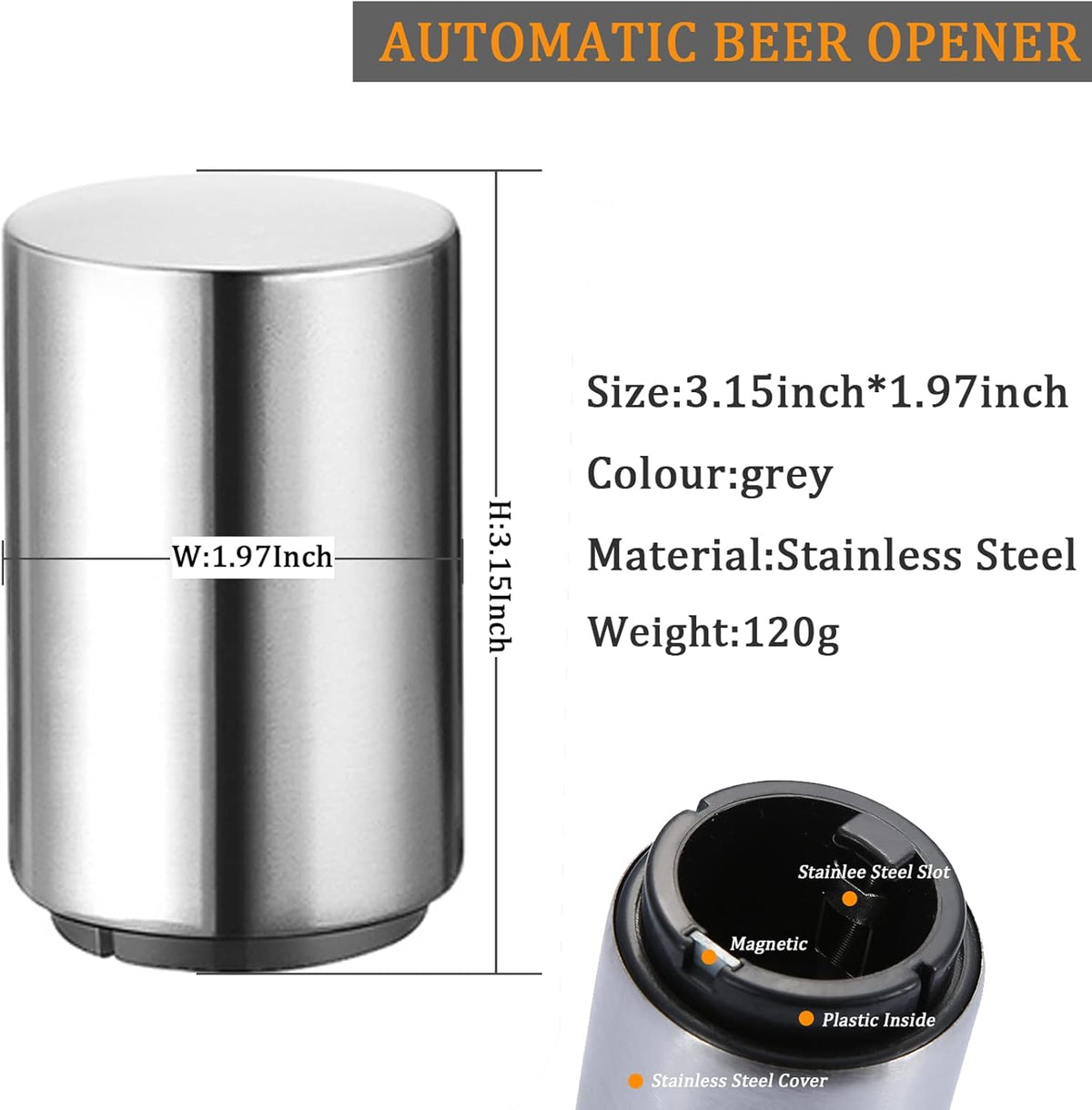 2PCS Pop-the-Top Beer Bottle Opener, Metal Automatic Magnetic Glass Bottle Cap Openers, Wine