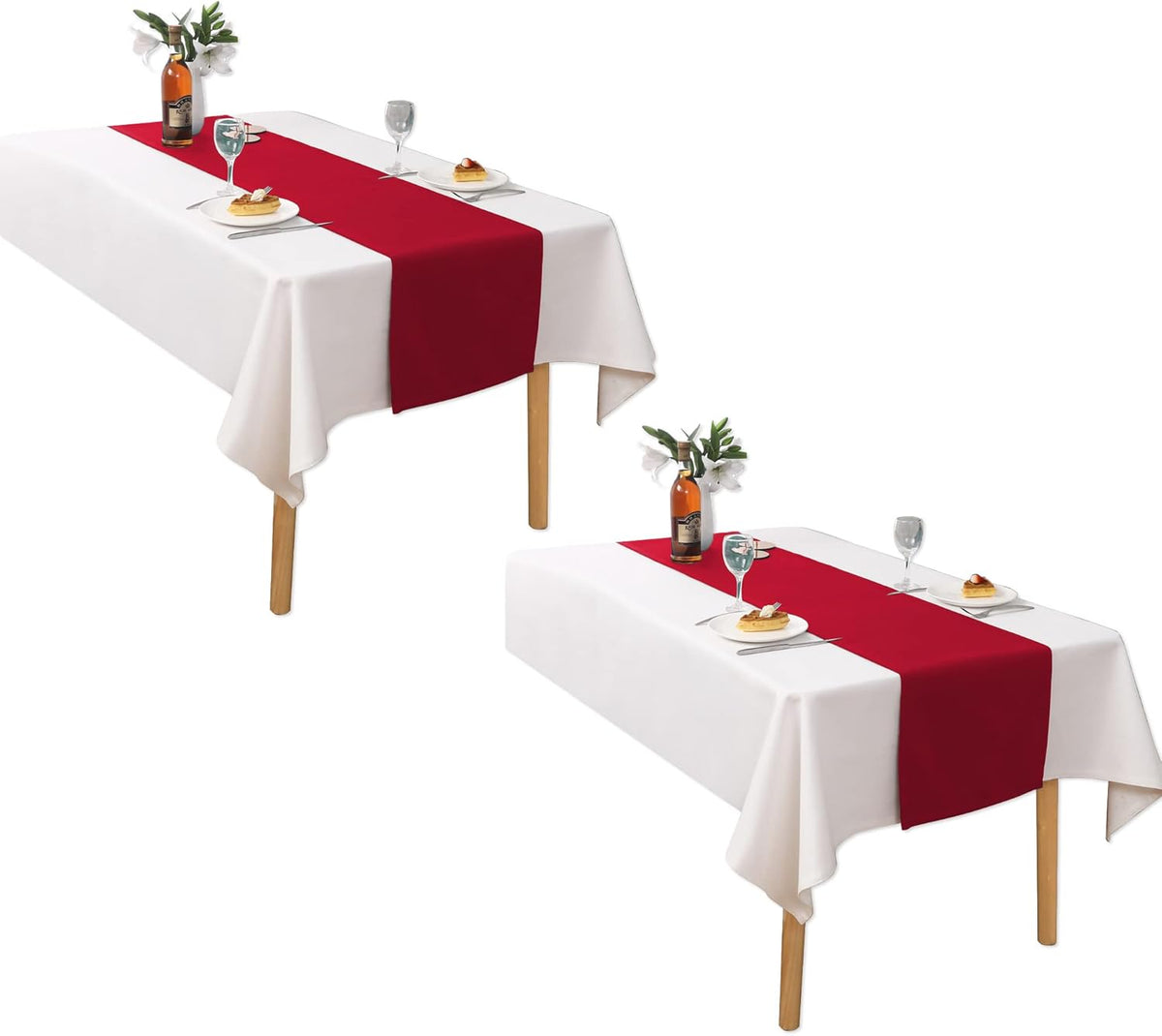 DUALIFE 2 Pack Table Runner 14 x 72 Inch Long Table Cloth Table Runners for Wedding Engagement