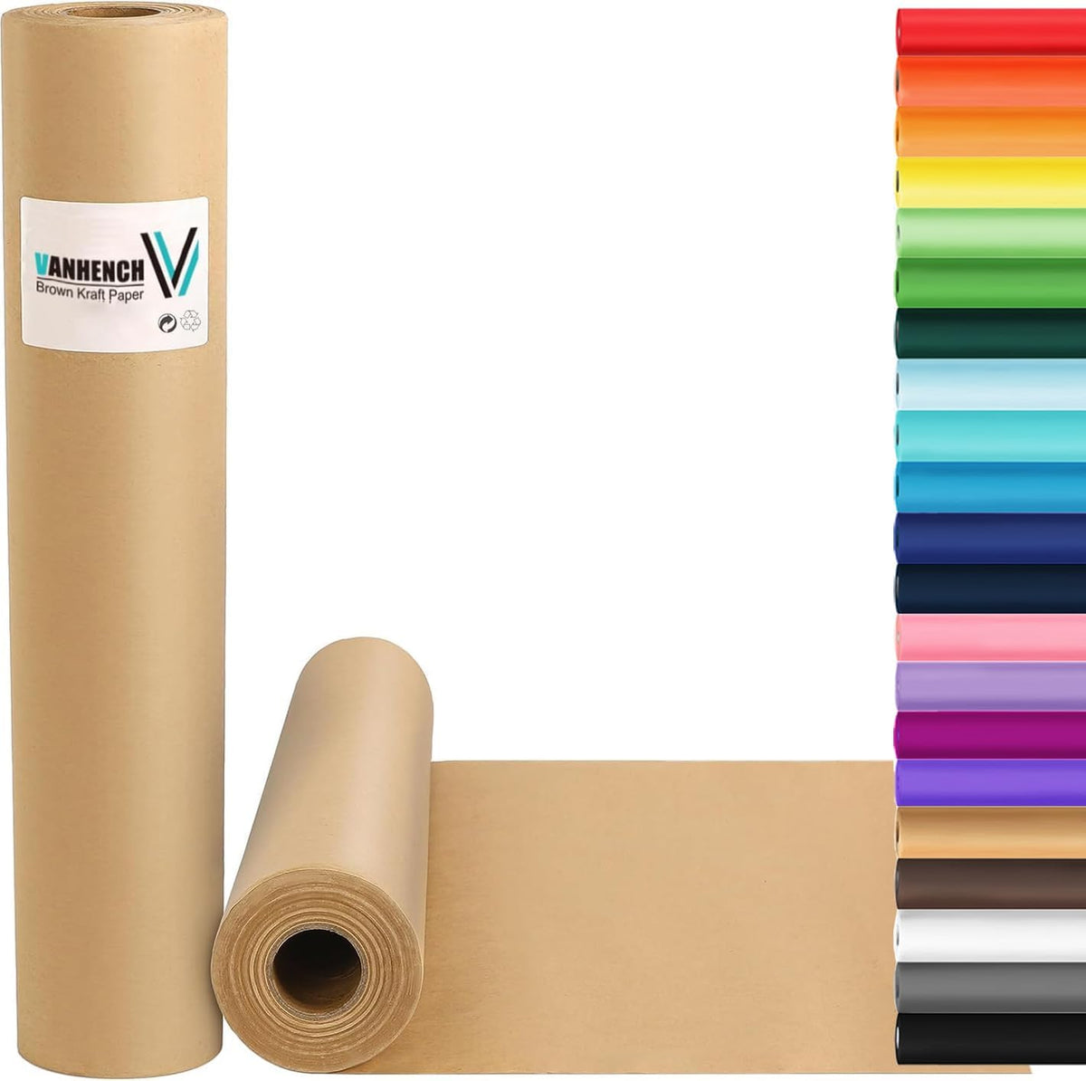 Vanhench Brown Kraft Paper Roll 17.5" x 600" (50') for Gift Wrapping Bulletin Board Paper, Kids