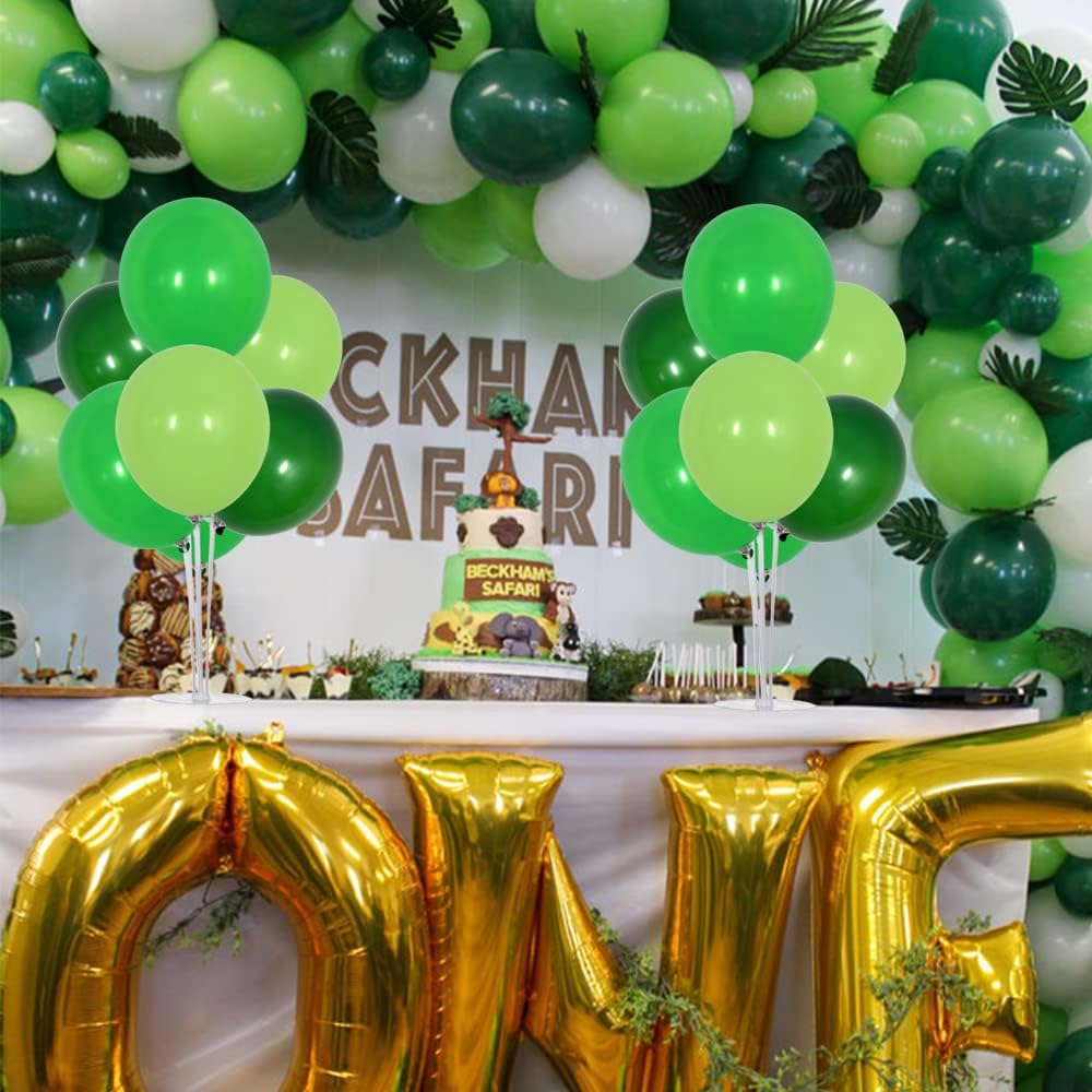 TONIFUL 4 Green Table Centerpiece Balloons Stand Kit with Green Balloons for Forest Wild Theme