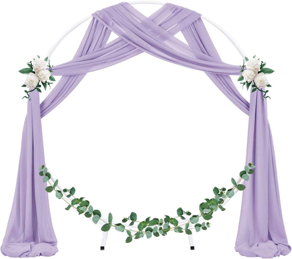 Socomi Wedding Arch Draping Fabric 3 Panels 29" x 19Ft Lavender Purple Sheer Chiffon Curtain Drapes
