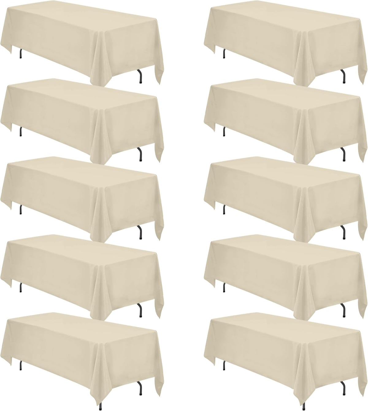 BRILLMAX 10 Pack Beige Tablecloths 70 x 120 Inch for 6ft or 8ft Rectangle Tables - Rectangular Bulk