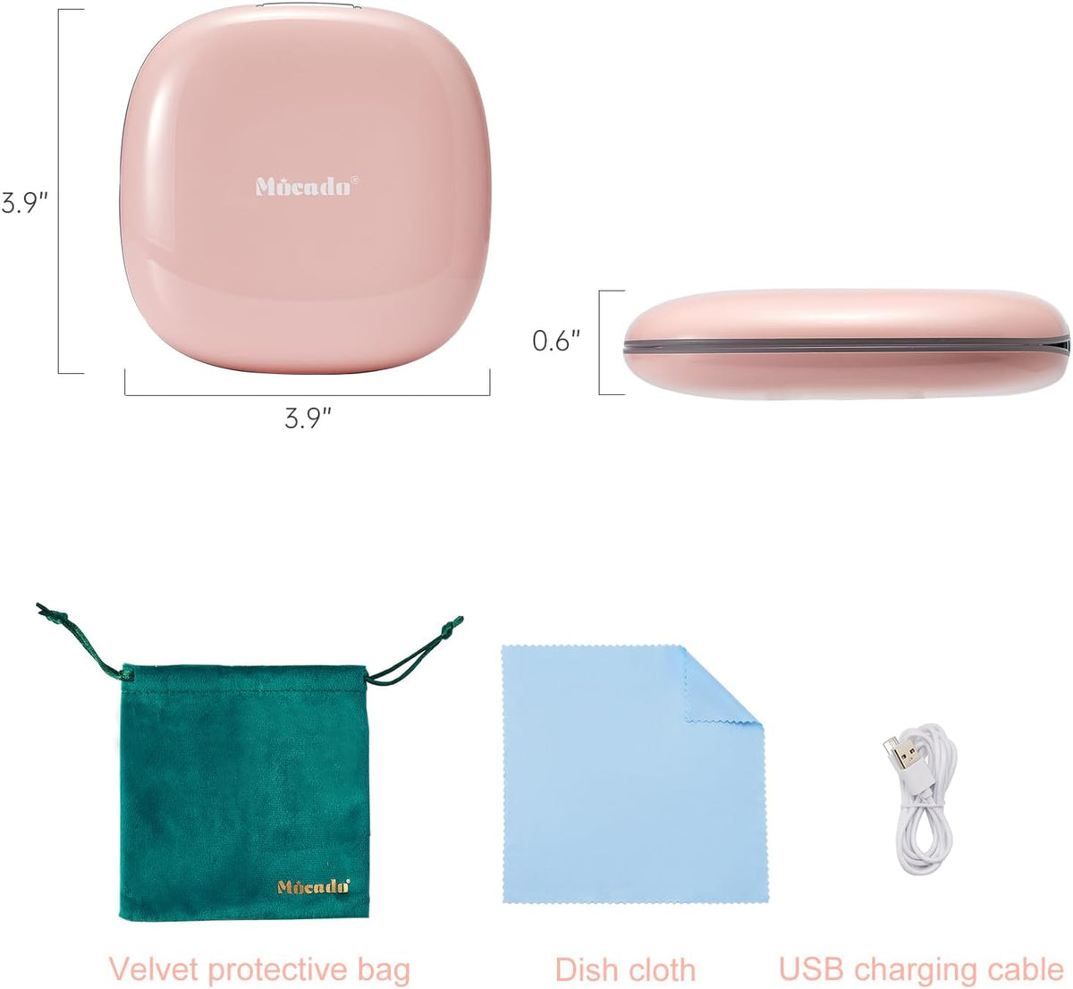 Mocado Compact LED Travel Makeup Mirror - 4 Inches 1X/10X Magnification Travel Mirror with Light